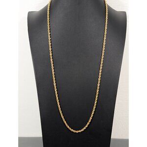 Vintage Gold Tone Rope Chain Long Necklace Classic Layering Statement 30 in